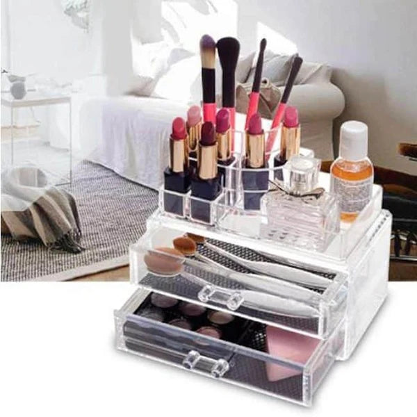 Modern Acrylic Makeup Organiser with Mirror