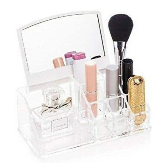 Clear Acrylic Makeup Organiser with Vanity Mirror