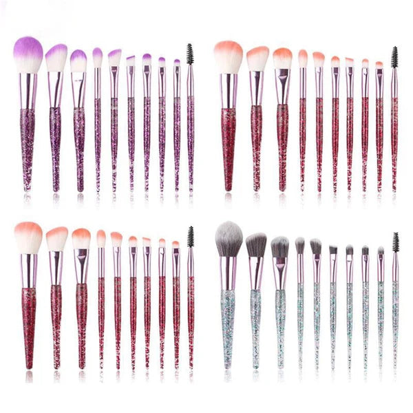 10pcs Clear Crystal Makeup Brush Set