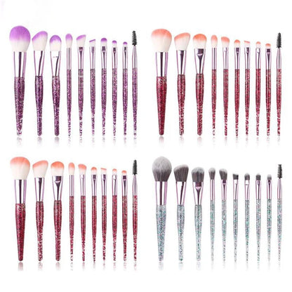 10pcs Clear Crystal Makeup Brush Set