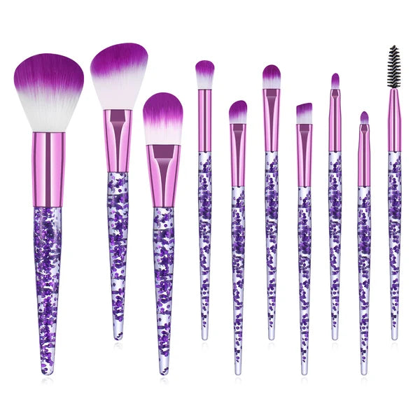 10pcs Clear Crystal Makeup Brush Set