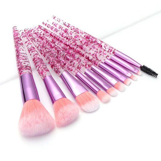 10pcs Clear Crystal Makeup Brush Set