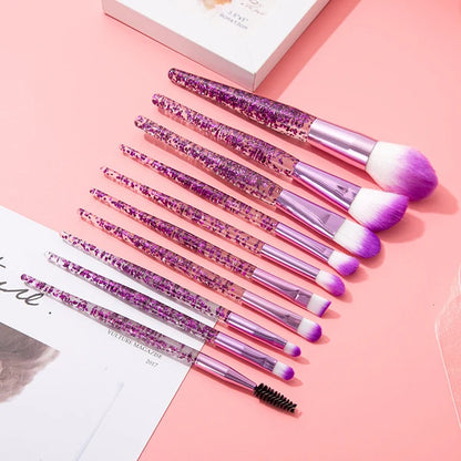 10pcs Clear Crystal Makeup Brush Set