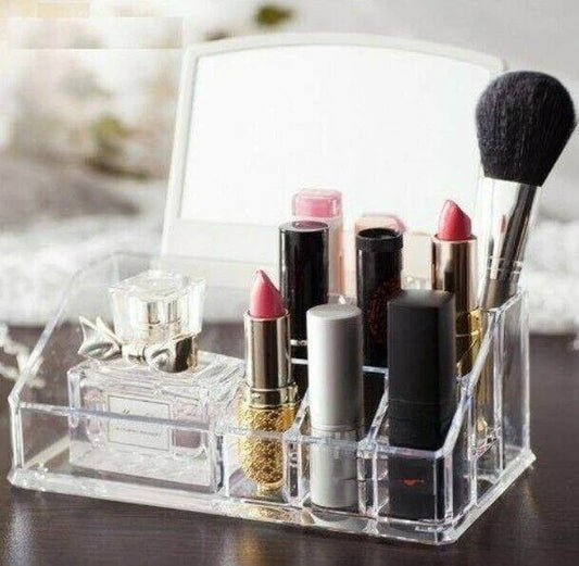 Clear Acrylic Makeup Organiser with Vanity Mirror