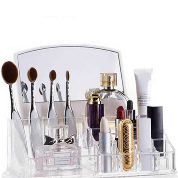 Clear Acrylic Makeup Organiser with Vanity Mirror
