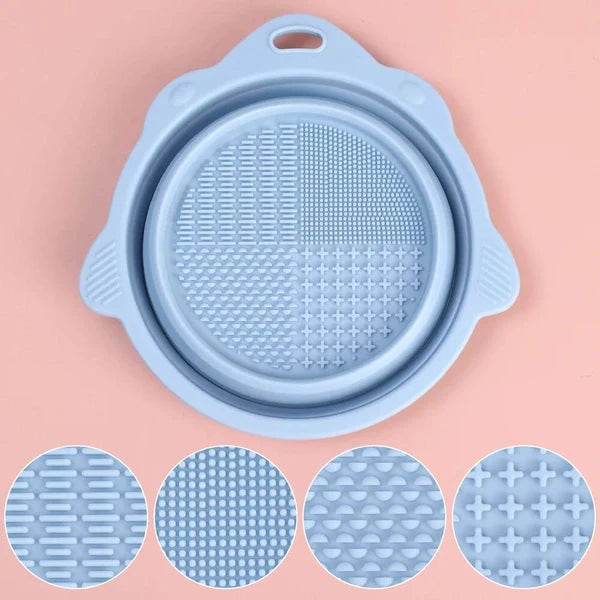 Foldable Silicone Makeup Brush & Puff Cleaning Bowl