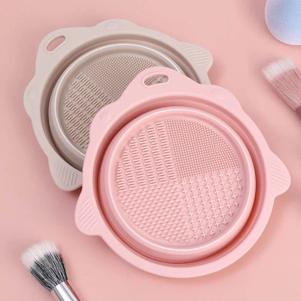Foldable Silicone Makeup Brush & Puff Cleaning Bowl