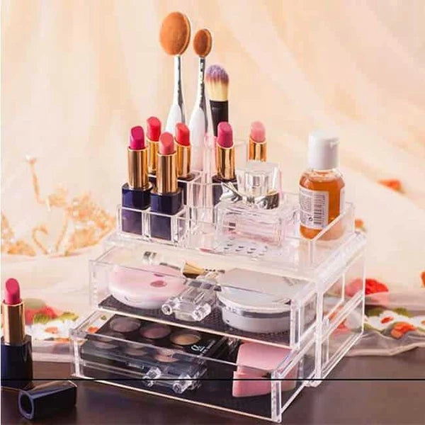 Modern Acrylic Makeup Organiser with Mirror