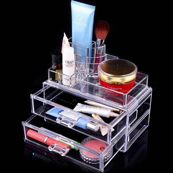 Modern Acrylic Makeup Organiser with Mirror
